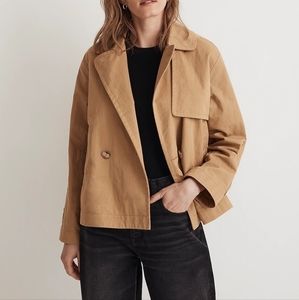 Madewell Double Breasted Crop Trench coat in Dark Khaki size Small NWT